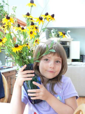 Riley with wildflowers we picked