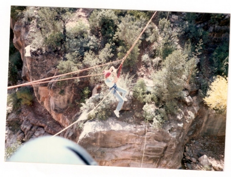 On a highline across the canyon