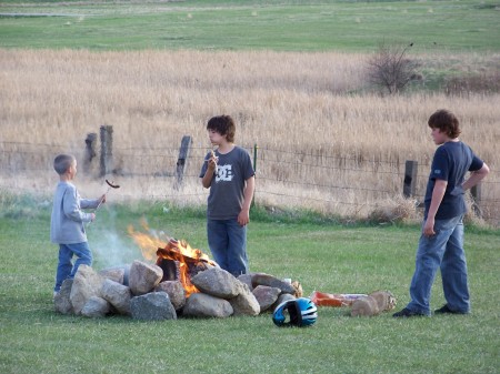 3 of my 5 boy's havin a bone fire