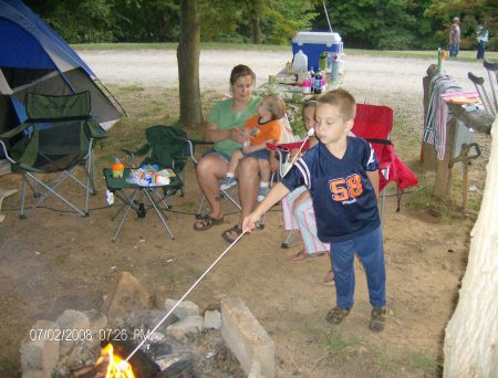 Roasting marshmellows camping 2008