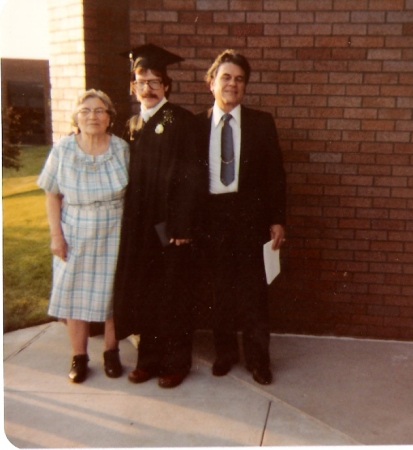 My Grandmother and my dad. Graduaton day.