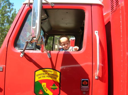 Colby in Daddy's Fire Truck