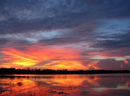 Sunset behind the house