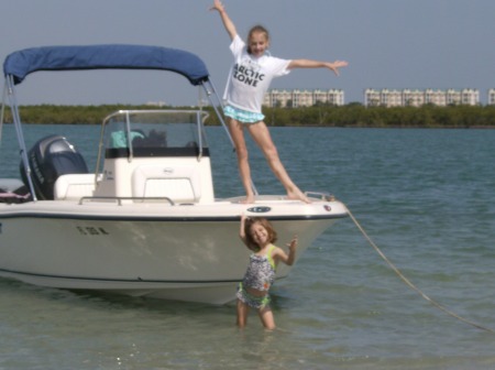 Leah & Shaylee on Terry's boat