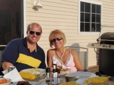 Barb and Todd on Barb's deck