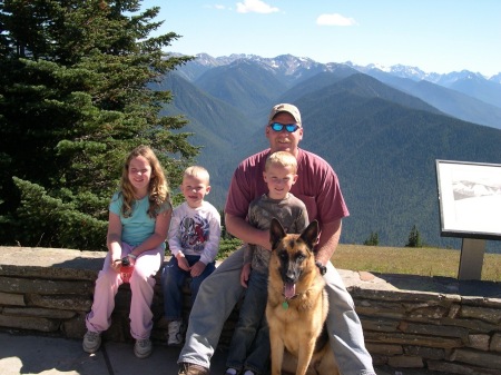 Clay with kids and dog at Hurricane Ridge