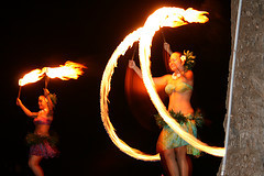 Fire dancing women