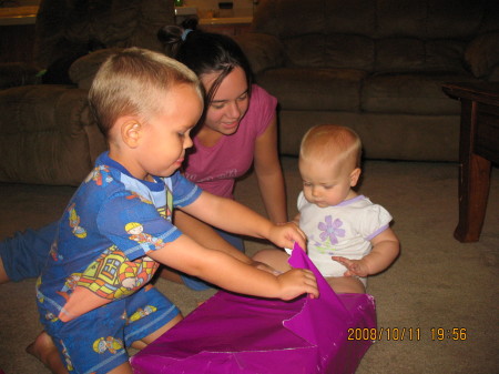 Sarah opening gifts