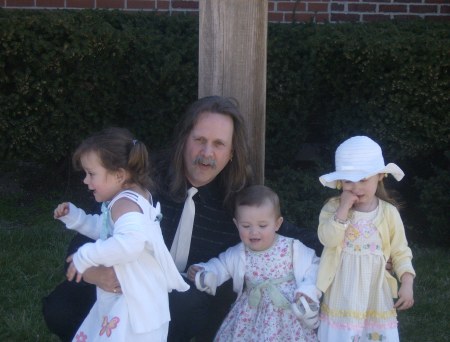 Husband, Kevin w/granddaughters getting away!