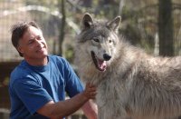 brother Len with one of his wolves