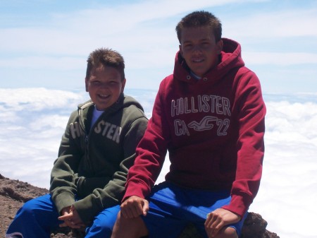 My boys on the top of the volcano