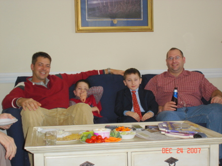 The boys hanging out with Dad and Cousin Chad