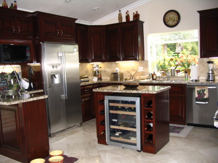 Wine cellar built into island