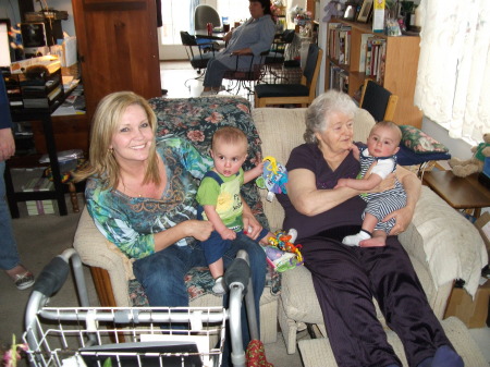 Berta with her twin Grandsons and her Mom