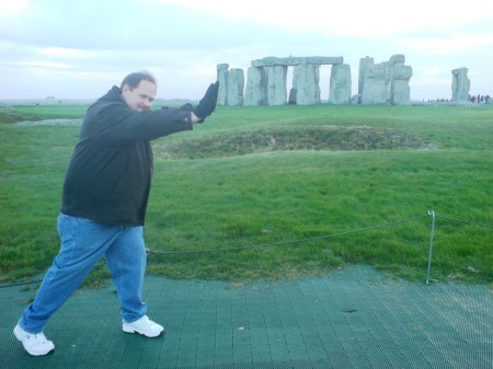 Scott holding up Stonehenge