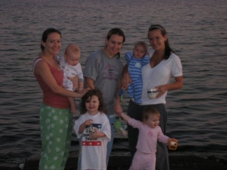 sunrise at the beach--my girls and their kids