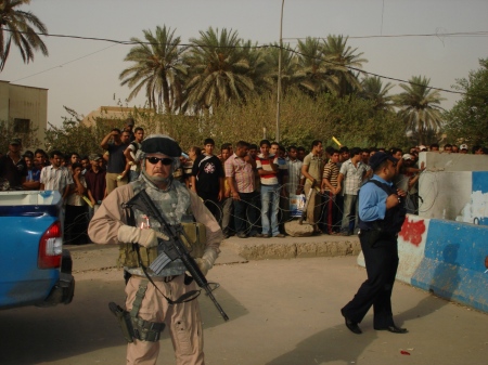 At an Iraq Police recruiting drive