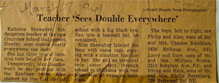 Article from press identical twins