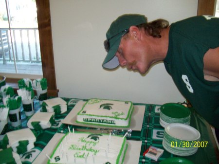 ED BLOWING OUT THE CANDLES