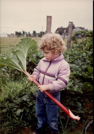 jenny with giant rhurbarb aug '86 001