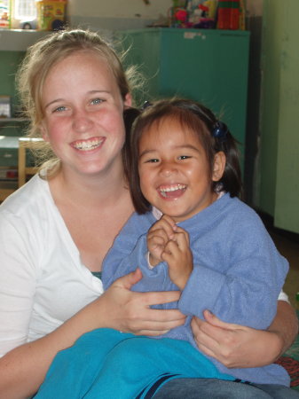 Amanda and one of the "Kinders"