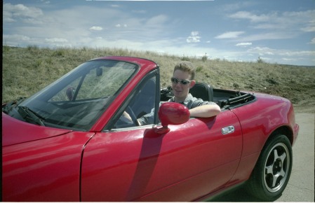 Chris driving his dad's old Miata