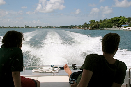 Dad and son watching the wake