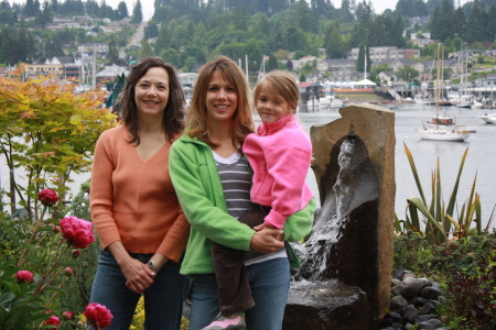 Kirin, Jill, Teagan in my backyard.