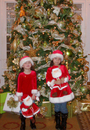 Girls in front of tree
