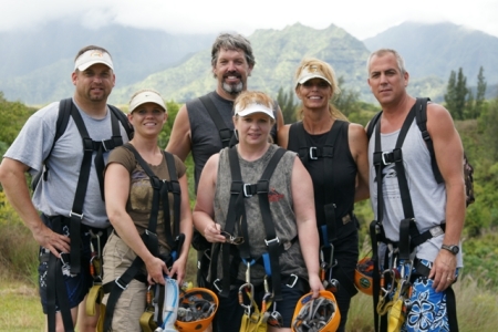Spencer Clan ziplining in Kauai
