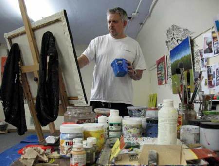 Painting in my studio