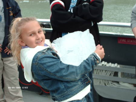 Isabella holding an ice berg