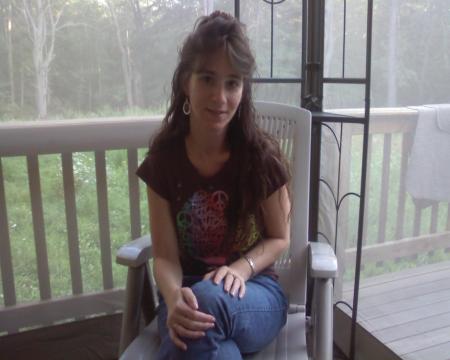 The wife relaxing on our back deck
