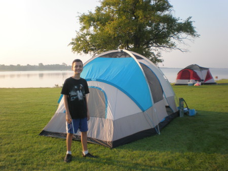 My son Trent, camping at Lake Lewisville, TX