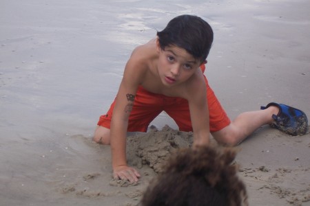 Digging in the sand is fun