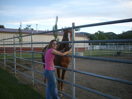 Heather and a horse at a ranch in Idaho