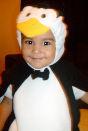 Grandson at Halloween-he's a PENGUIN :-)