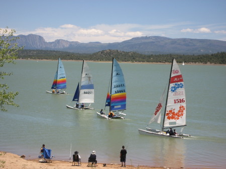 Catamaranning at Heron Lake.