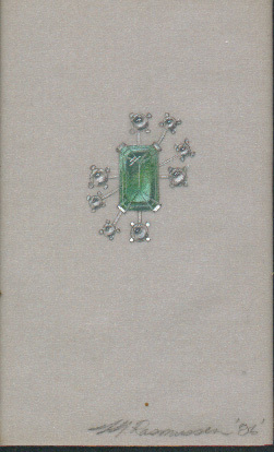 Drawing of a Emerald and Diamond Pin