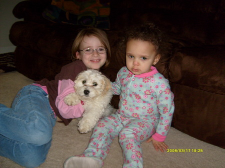 Savannah and Danielle with puppy Bailey