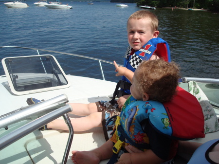 my son Ty and his cousin on the lake