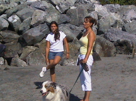 wife and grandaughter with Blue (Dog)