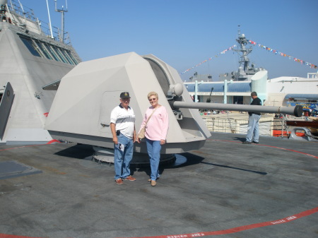 Margaret an I on the USS Freedom