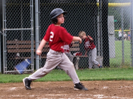 Grandson Jacob hitting the homerun!