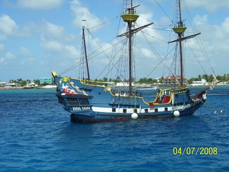 Pirate ships off shore