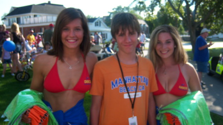 My son John with the Geico Girls