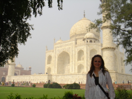 In front of the Taj Mahal