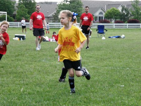 Rebecca playing soccer