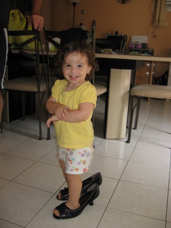 Giana playin dress up in my heels!!!