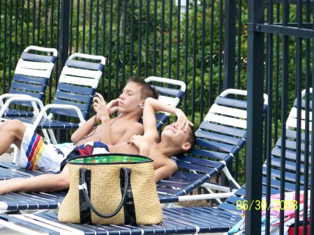 lounging at the neighborhood pool